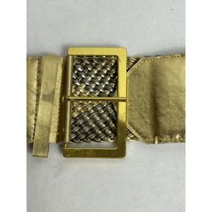 Vintage Braided Belt Soft Leather Broad Gold And Grey Medium Large 38